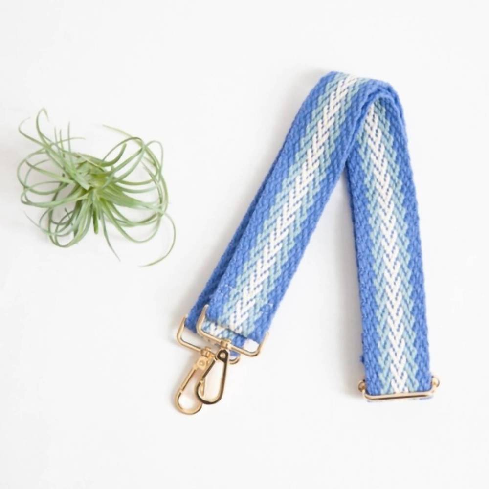 NEW FUNKY MONKEY women's shades of blue woven crossbody purse bag strap in blue